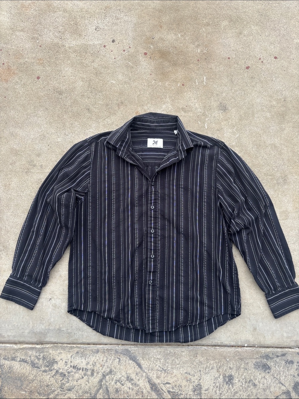 Los Angeles black dress shirt with white pinstripes Size Medium